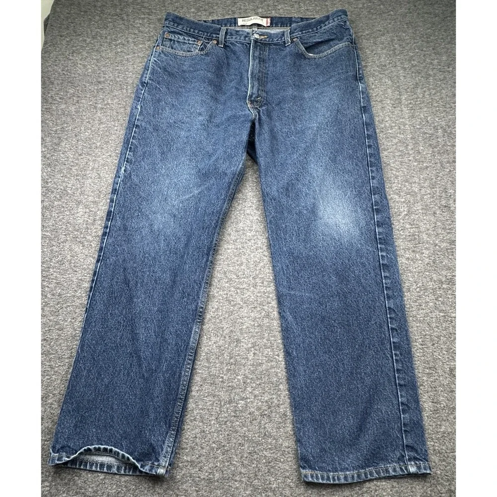 Levi's‎ 505 Regular Fit Straight Leg Blue Denim Jeans Mens Size 40x30 Distressed